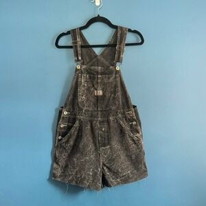 Vintage 2001 Overalls Women's‎ Size Small Old Navy Distressed Black Shorts Y2K
